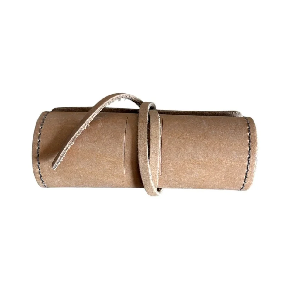 Rustico Chrysler Leather Tool Pen Roll Wrap‎ Tan USA Handcrafted Organizer